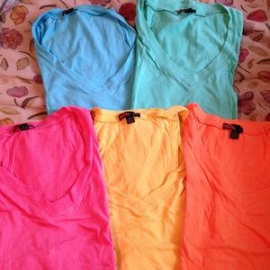 Bundle: Forever21 bright colored V necks