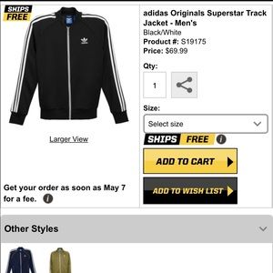 Adidas men's small jacket