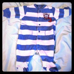 Carrter's Blue & White Striped Footsie Pj