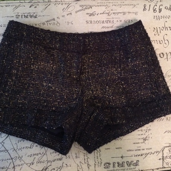 Express Pants - Black and gold tweed shorts