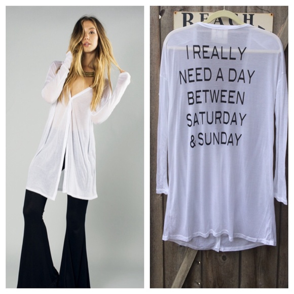 PPLA Tops - PPLA Weekender Long Cardigan Tee