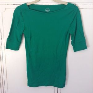 J.Crew perfect Fit boat neck top XS emerald