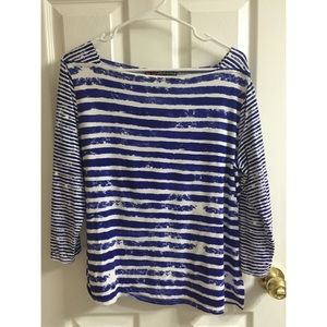 ❌SOLD❌Blue Striped Boatneck Top