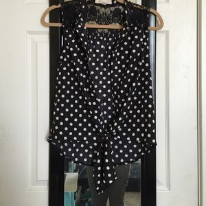 Chiffon Tie Front Button Up Tank