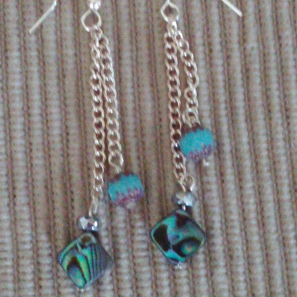 Earrings Abalone/crystal - Picture 3 of 3
