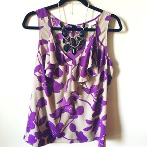 BUNDLED-Purple & Creme Ruffle Blouse