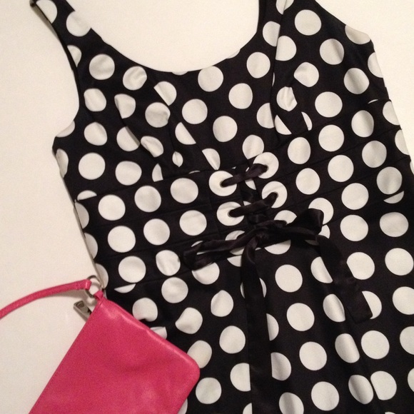 Donna Ricco Dresses & Skirts - Black with White Polka Dot Dress