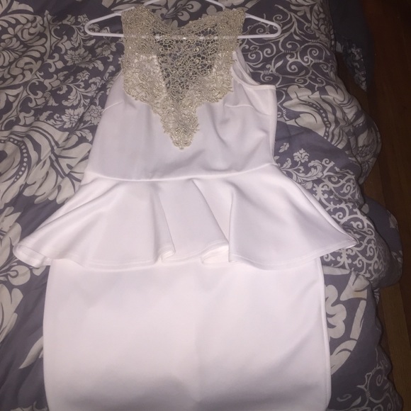 White and gold bodycon dress