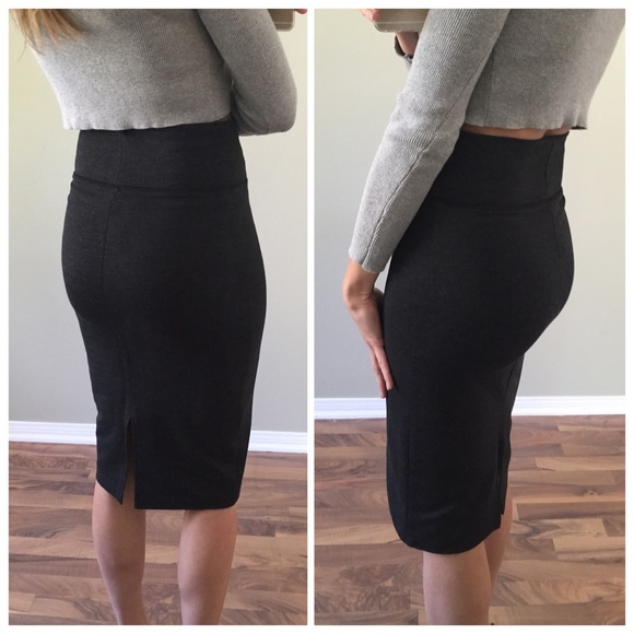 Sold Dark Grey Pencil Skirt - Picture 2 of 4