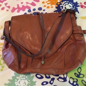 Mango messenger bag, brown leather