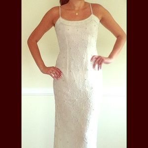 Beautiful white beaded vintage silk gown!!