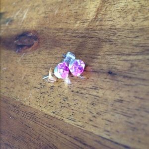 Pink stud earrings
