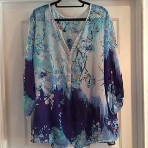 Sheer 3/4 sleeve blouse 3x 26/28 Cato