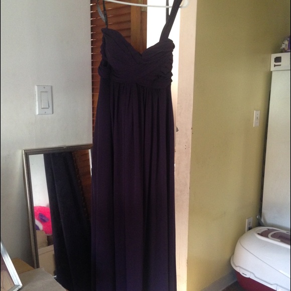 Plum colored bridesmaids gown can be prom dress