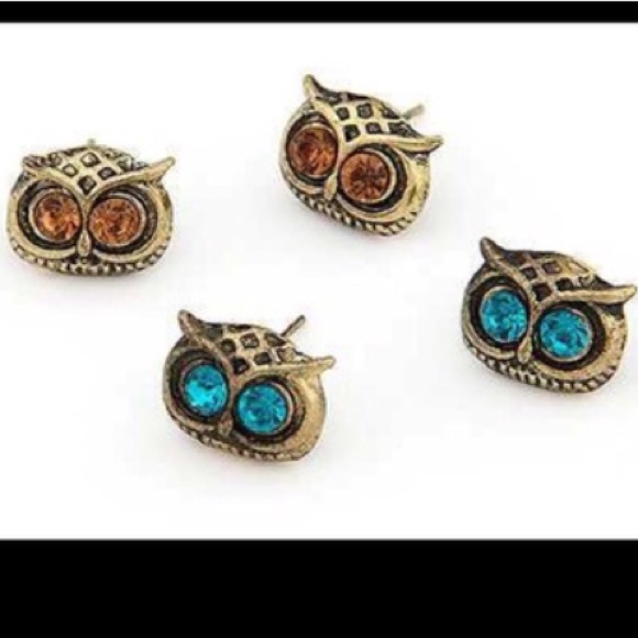 Vintage Orange Owl Earrings - Picture 3 of 6