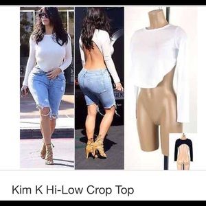 White Kim K hi-low top ***SOLD***