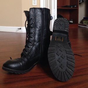 Black combat boots