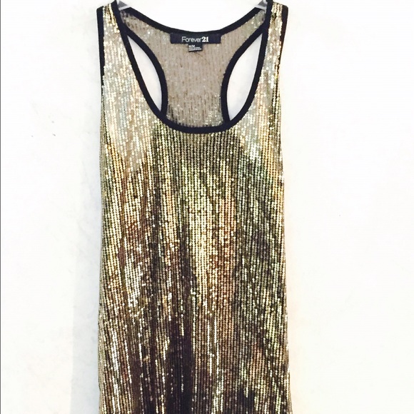Black gold sparkly tank