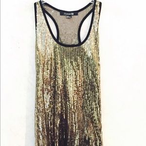 Black gold sparkly tank