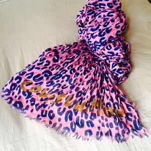 LOUIS VUITTON Pink Cashmere/Silk Leopard Scarf