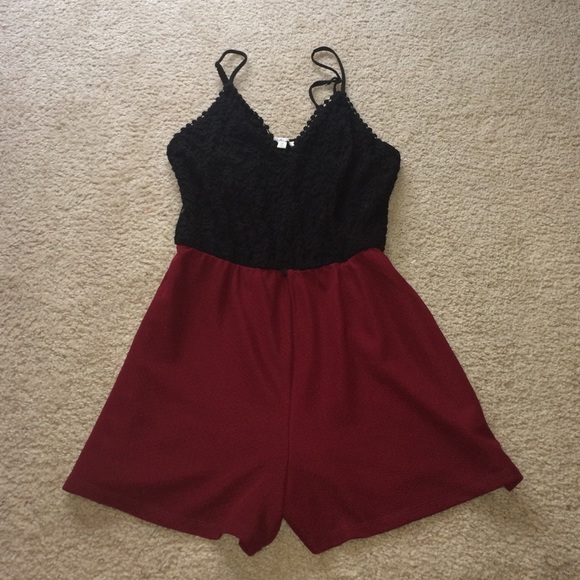 Charlotte Russe Dresses & Skirts - Romper black & maroon