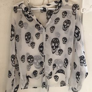 sheer skeleton shirt