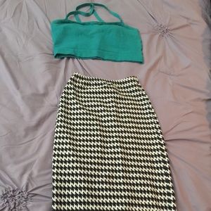 American apparel skirt and crop top