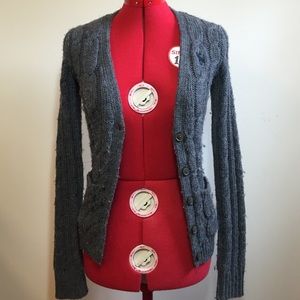 Fuzzy Grey Abercrombie Kids Cardigan