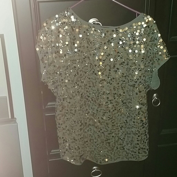 The Limited grey gray sequins loose top Medium