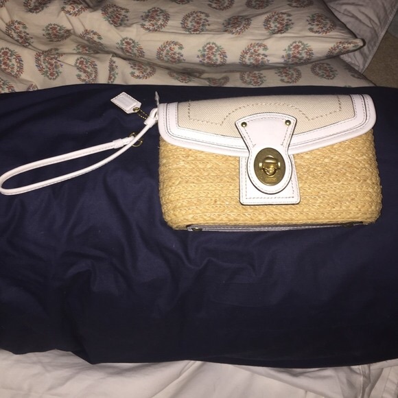 Coach White Straw Bag