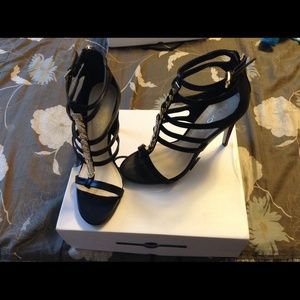Aldo Black open toe stiletto heels
