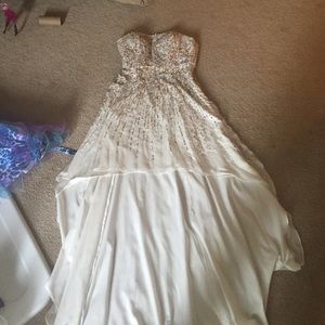 Sherri hill white high low dress