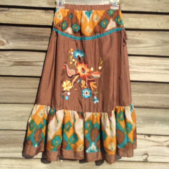 Brown, silk skirt