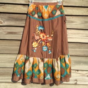 Brown, silk skirt