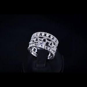 18k White Gold Plated 0.63ct CZ Diamond Ring Set