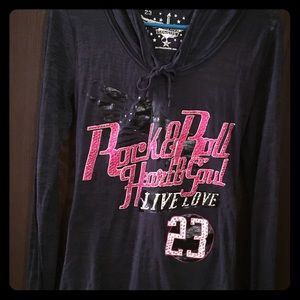 Rock&Roll Cowgirl long sleeve burnout hoodie