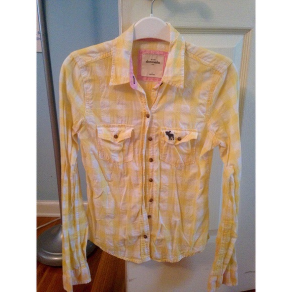 Yellow and white checkered button down