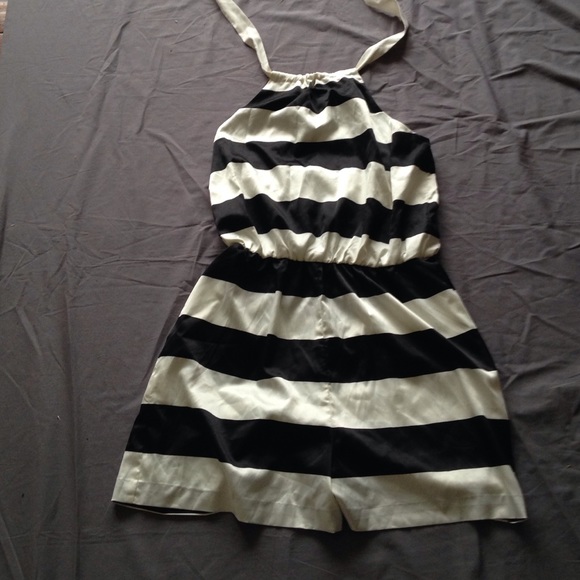 Satin Striped Short Romper