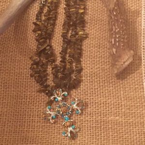 Western Rustic Necklace w Detachable Bling Cross