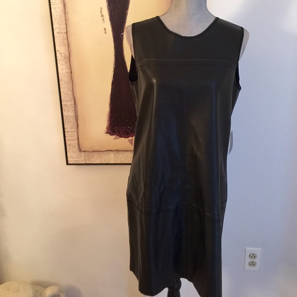 Zara Dresses & Skirts - Zara Black Faux Leather Cut Out Dress