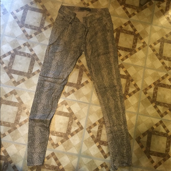 Tan and black snake skin Rock and Republic pants