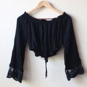 Off Shoulder Ruffle Crop Top