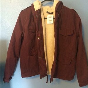 Maroon Hailey fur jacket