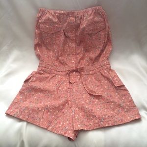 Sale-Coral peach floral print romper