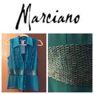 Sleeveless Ruffled Chiffon Marciano Blouse