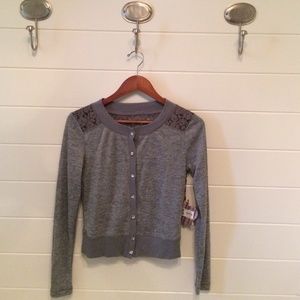 Grey with Lace Knit Cardigan