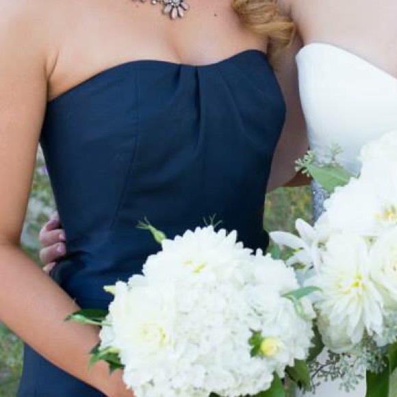 J. Crew Navy Lacey Dress in Cotton Cady - Picture 2 of 4