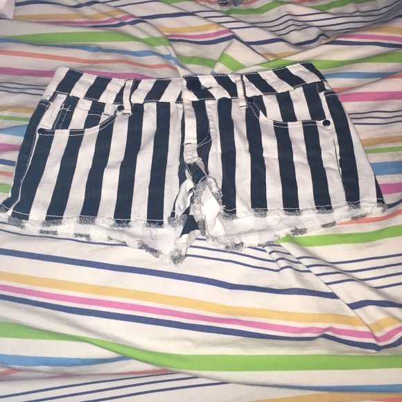 Black & white striped shorts