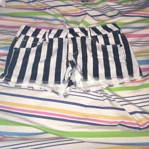 Black & white striped shorts
