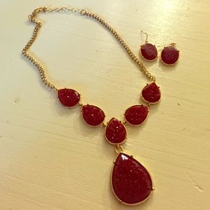 Maroon Necklace and Earring Set